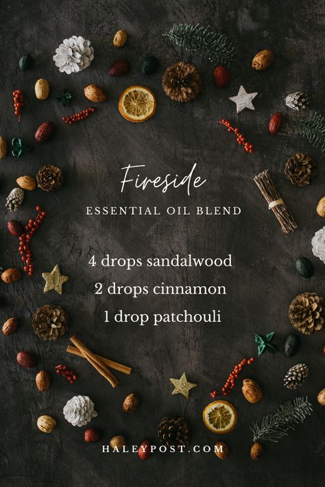 Make your home warm and cozy with this DIY Essential Oil blend. With sandalwood, cinnamon, and patchouli essential oils, this blend smells like snuggling beside a glowing fireplace. Campfire Oil Blends, Chocolate Essential Oil Blends, Leather Essential Oil Blend, Cozy Essential Oil Blends, November Essential Oil Blends, Campfire Essential Oil Blend, Sage Essential Oil Blends, Mahogany Teakwood Essential Oil Blend, Pine Essential Oil Blends