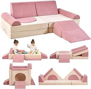 HAHASOLE Kids Couch, 12PCS Modular Kids Play Couch, Toddler Couch for Playroom, Convertible Kids Foam Climbing Play Set, Imaginative Creative Play Sofa for Boys & Girls, Play Couch for Toddlers Toddler Couch, Toddler Sofa, Play Couch, Fire Kids, Kids Couch, Girls Playroom, Foam Sofa, Kids Sofa, Kids Imagination