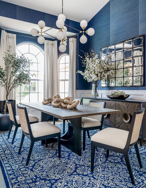 Lake Nona Interior Designer Portfolio Images of Bachelor Luxury Pad | Island Home Interiors Navy Blue Dining Room, Interior Designer Portfolio, Blue Dining Room, Modern Luxury Design, Coastal Luxury, Interior Design Portfolios, Dining Room Blue, Designer Portfolio, Coastal Modern