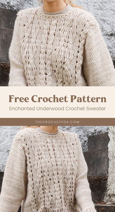 Comfy Crochet Sweater, Free Crochet Chunky Sweater Patterns, Crochet Cable Stitch Sweater Free Pattern, Crochet Fisherman Sweater Free Pattern, Cable Crochet Sweater Pattern Free, Cable Knit Jumper Pattern, Cable Crochet Sweater Pattern, Cable Knit Sweater Crochet Pattern, Crochet Cable Vest Pattern Free