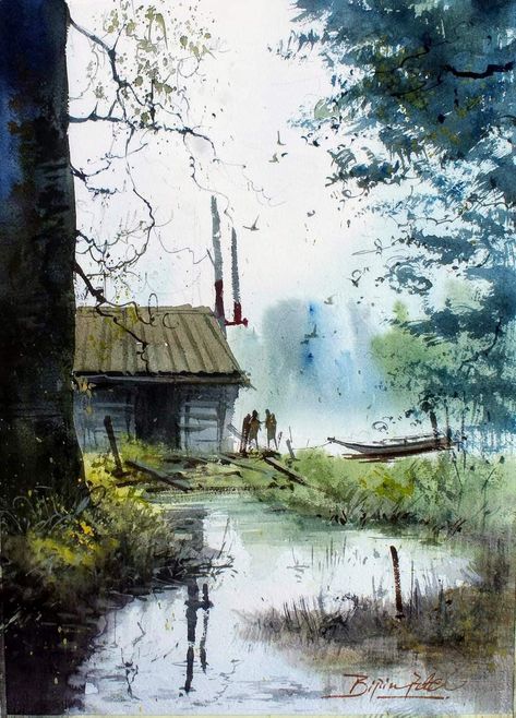 Watercolor Scenery, Canvas Painting For Beginners, Watercolor Art Landscape, Watercolor Paintings Nature, Diy Watercolor Painting, Canvas For Beginners, Watercolour Inspiration, Canvas Painting Ideas, Painting For Beginners