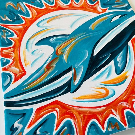 Dolphins Painting, Football Paintings, Dolphin Drawing, Dolphin Painting, Miami Dolphins Logo, Dolphins Logo, Art Football, Dolphin Art, Dolphins Football