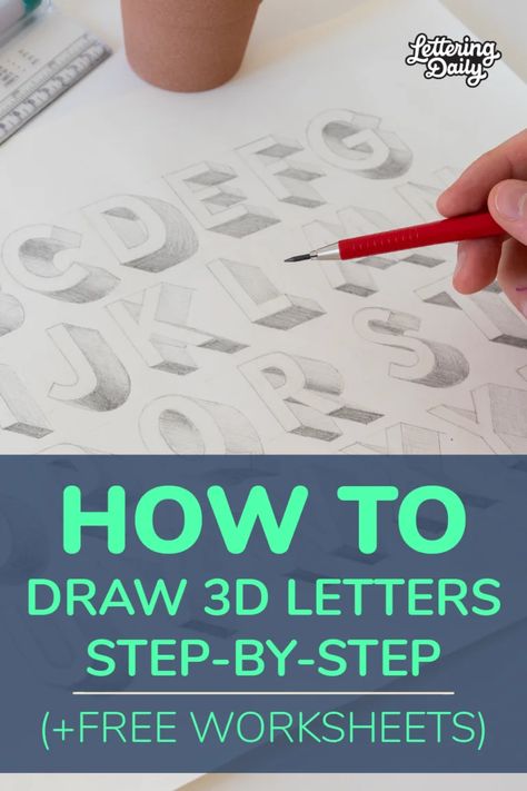 How To Draw Block Letters Step By Step, How To Draw Letters Step By Step, How To Draw 3d Letters Step By Step, Different Ways To Draw Letters, Graffiti Art Letters Step By Step, How To Draw 3d Letters, 3d Drawings Step By Step, 3d Letters Design, 3d Letters Tutorial