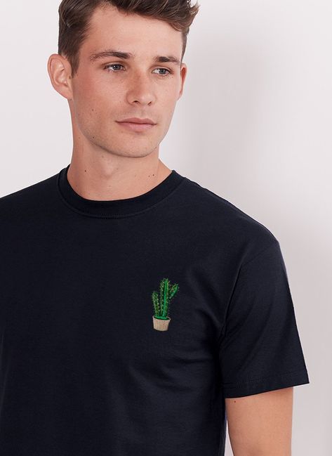 Its only a cactus embroidery, don't be a prick.. Part of our 2 for £65, 3 for £89 offer!Proudly embroidered in the UK on a 100% cotton, 220g t shirt.Model is 6'1" and wears a size MThis t shirt is woven in Bangladesh and embroidered in the UK.Our mission at Percival is always to make quality garments at prices that our demographic can afford while retaining the ethics of sourcing we stand by. This means sometimes we source abroad at suppliers we trust. Percival Menswear, Cactus Embroidery, Cuban Shirts, T Shirt Model, Embroidery Tshirt, White T Shirts, Shirt Model, Red Card, Short Sleeve Tops