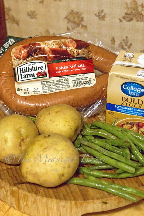 Kielbasa Green Beans, Cooking Ham In Crockpot, Sausage And Green Beans, Kielbasa And Potatoes, Slow Cooker Green Beans, Potatoes Green Beans, Beans And Potatoes, Sausage Crockpot, Potatoes And Green Beans