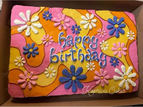 Groovy Birthday Sheet Cake Ideas, Two Groovy Sheet Cake Ideas, 70s Theme Sheet Cake, Groovy Sheet Cake Ideas, Two Groovy Cookie Cake, Two Groovy Sheet Cake, Retro Sheet Cake, Disco Sheet Cake, 60s Theme Birthday Cake