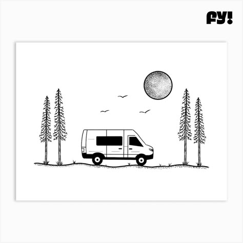 Fine art print using water-based inks on sustainably sourced cotton mix archival paper. • Available in multiple sizes • Trimmed with a 2cm / 1" border for framing • Available framed in white, black, and oak wooden frames. Tags: PJ-4740-157 Campervan Tattoo, Vw Buzz, Van Drawing, Travel Tattoo Ideas, Camping Tattoo, Whiteboard Art, Travel Tattoos, Circle Tattoos, Passport Stamps