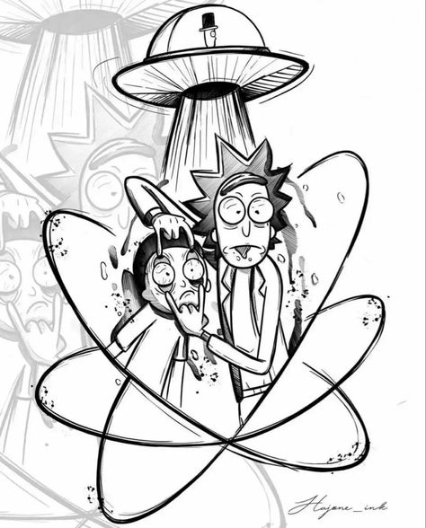 Rick E Morty, Rick And Morty Tattoo, Rick And Morty Drawing, Wrist Tattoo Designs, Tattoo Lettering Design, Cartoon Character Tattoos, Quality Tattoo, Geometric Tattoo Design, Simple Tattoo Designs