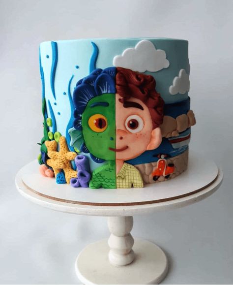 Luca Birthday Cake, Luca Birthday, Cake Design Images, Indoor Birthday Parties, Marvel Cake, 4th Birthday Cakes, Disney Birthday Party, Baby Birthday Themes, Cake Designs Images