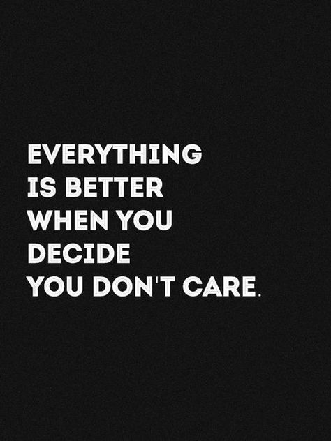 Everything is better when you decide you don't care Helpful Quotes, Positive Vibrations, You Dont Care, Favorite Sayings, Dont Care, Quotable Quotes, Inner Strength, Note To Self, Boss Lady