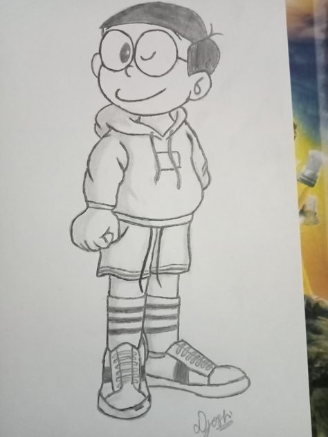 Nobita Nobita Pencil Drawing, Nobita Sketch Pencil, Nobita Sketch, Nobita Drawing, Cute Panda Drawing, Sketch Images, Easy Cartoon, Panda Drawing, Easy Cartoon Drawings