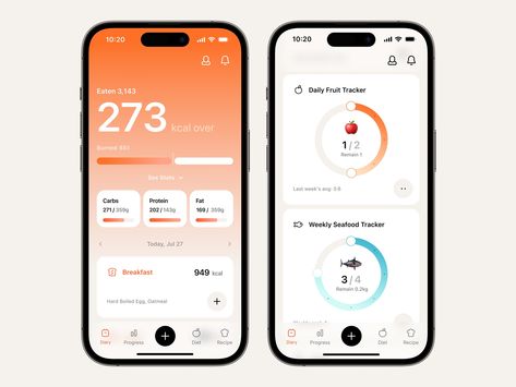 Calorie Counter Mobile App designed by Valerie Lokinskaya. Connect with them on Dribbble; the global community for designers and creative professionals. Calorie Counter App, Counter App, Calorie Counter, Mobile App Design, Hard Boiled Eggs, App Design, Product Design, Global Community, Creative Professional