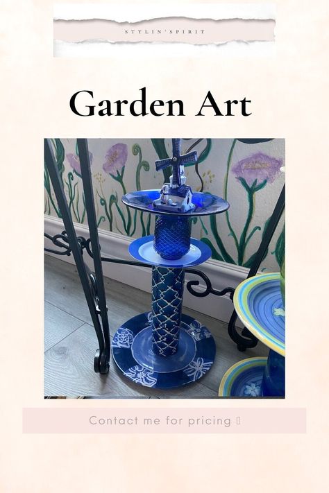 Whimsical Garden Art - Statue - Topiary - Repurposed Dishes and Ceramics Blue Windmill https://www.stylin-spirit.com/products/whimsical-garden-art-statue-topiary-repurposed-dishes-and-ceramics Stylin Spirit #Bestseller Repurposed Dishes, Statue For Garden, Glassware Garden Art, Whimsical Garden Art, Decor Statue, Home Decor Pieces, Glass Garden Flowers, Art Statue, Theme Nature