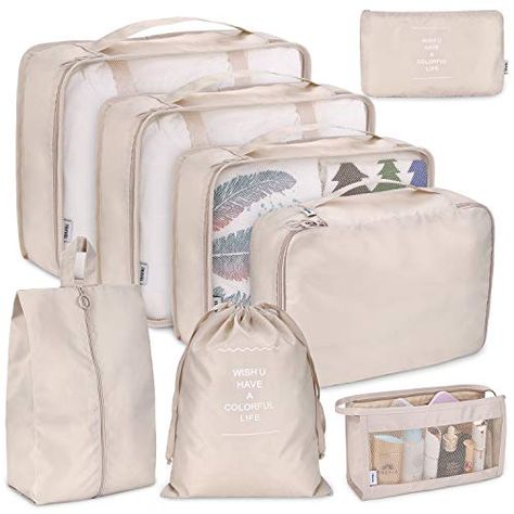 Packing Cubes for Travel, 8Pcs Compression Travel Cubes Set Foldable Suitcase Organizer Lightweight Luggage Storage Bag (Beige). For product & price info go to:  https://all4hiking.com/products/packing-cubes-for-travel-8pcs-compression-travel-cubes-set-foldable-suitcase-organizer-lightweight-luggage-storage-bag-beige/ Curls Products, Travel Luggage Organization, Luggage Storage Bag, Suitcase Organization, Travel Cubes, Packing Luggage, Packing Organizers, Bag Clothes, Cable Storage