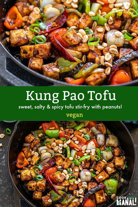 Kung Pao Tofu, Cibo Asiatico, Tofu Stir Fry, Vegan Tofu, Tofu Dishes, Veggie Stir Fry, Tofu Recipes, Tempeh, Vegan Cooking