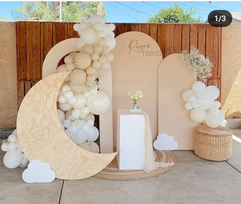 Aqeeqah Decoration, Aqeeqah Party Ideas, Dekor Aqiqah, Cloud Baby Shower Theme, Party Rental Ideas, Baby Shower Balloon Arch, Gender Reveal Party Theme, Boys 1st Birthday Party Ideas, Balloon Garland Diy