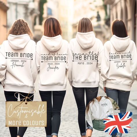 Bridal Party Zip Up Hoodies, Bridal Party Hoodies, Party Hoodies, Team Bride Bachelorette, Hen Do Outfits, Hen Party Outfits, Party Jacket, Team Groom, Personalized Jacket