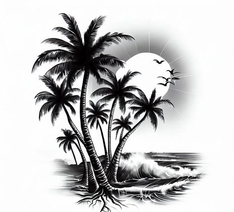 I will do professional tattoo design black and white or color Coconut Tree Tattoo Design, California Inspired Tattoo, Tree Silhouette Tattoo, Hexagon Tattoo, Parrot Tattoo, Island Tattoo, Eagle Artwork, Palm Tree Pictures, Palm Tree Island