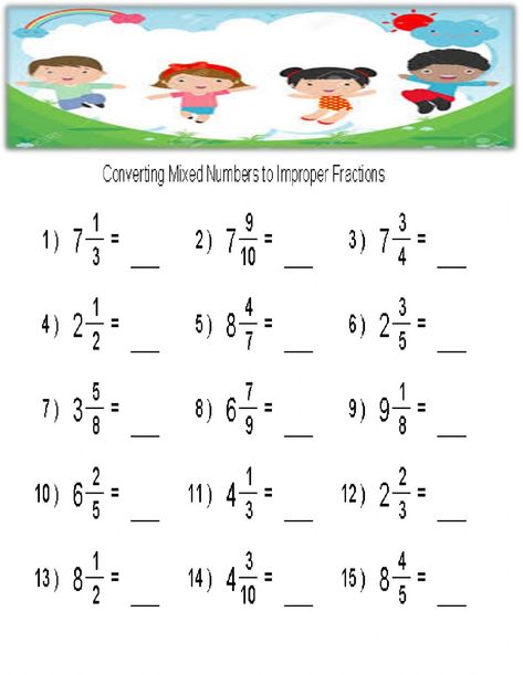 Converting mixed Number to Improper - Interactive worksheet Convert Mixed Number To Improper Fraction, Mixed Fraction To Improper Fraction, Mixed Number To Improper Fraction, Adding Mixed Fractions, Fractions Worksheets Grade 4, Mixed Numbers Worksheet, Mixed Fractions Worksheets, Improper Fractions To Mixed Numbers, Mixed Numbers And Improper Fractions