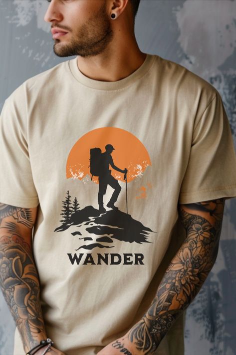 Get ready for your next outdoor adventure with this versatile Hiking Shirt that is perfect for any outdoor enthusiast. Whether you're a hiking lover, camper, climber, or all of the above, this Wander shirt is a must-have addition to your wardrobe. Travel Road Trip, Travel Tshirt, Hiking Tshirt, Summer Graphic Tee, Hiking Adventure, Gifts For Campers, Travel Lover, Gifts For Nature Lovers, Adventure Awaits