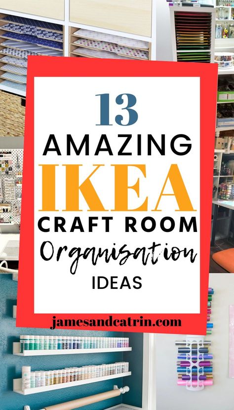 Craft, create and organise with these Ikea craft room organisation ideas. The best way to organise a craft room using affordable Ikea products. #ikeacraftroom #organisation #storage #ikeahacks Craft Room Ikea Ideas, Ikea Hobby Room Ideas, Ikea Pax Craft Storage, Craft Room Ikea Hacks, Organizing Ideas For Craft Room, Storage Ideas For Craft Room, Craft Rooms With Ikea Furniture, Craft Room Cabinet Ideas, Home Office Craft Room Ideas