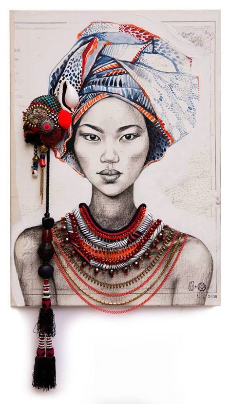 Draw Realistic, L'art Du Portrait, Art Du Collage, Afrikaanse Kunst, 수채화 그림, Art Africain, Art Et Illustration, Fashion Art Illustration, Afro Art