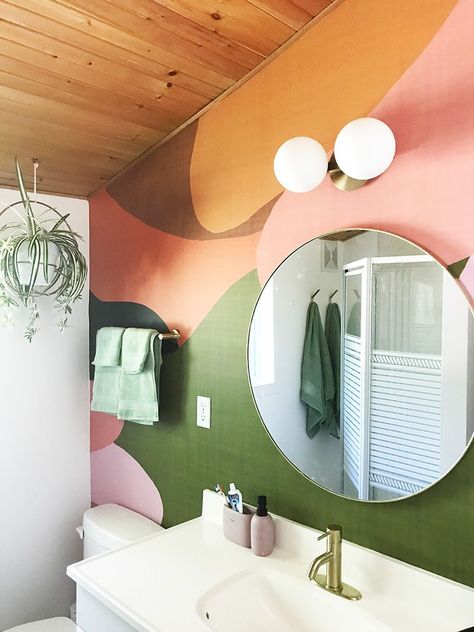 Shop the Sweet Escape Muskoka: Wall Art - The Sweet Escape Creative Studio Mirrors Small, Lake Muskoka, Bathroom Mural, Cabin Renovation, Deco Studio, Renovation Costs, Bathroom Decor Ideas Colors, Bathroom Colors, Bathroom Decor Ideas