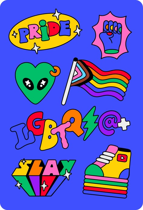 Behance :: For You Pride Illustration Art, Pride Branding, Pride Doodles, Sticker Design Ideas, Abc Illustration, Pride Logo, Lgbt Sticker, Sticker Illustration, Pride Art