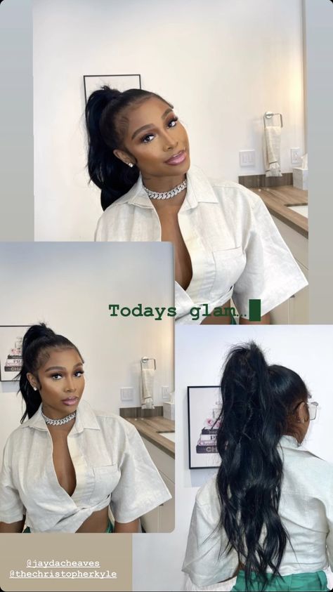 Jayda Wayda Ponytail, Ponytail With Heart, Trendy Curls, Black Hair Inspiration, Jayda Wayda, Sleek Ponytail Hairstyles, Frontal Wig Hairstyles, Honey Brown Hair, Black Ponytail Hairstyles