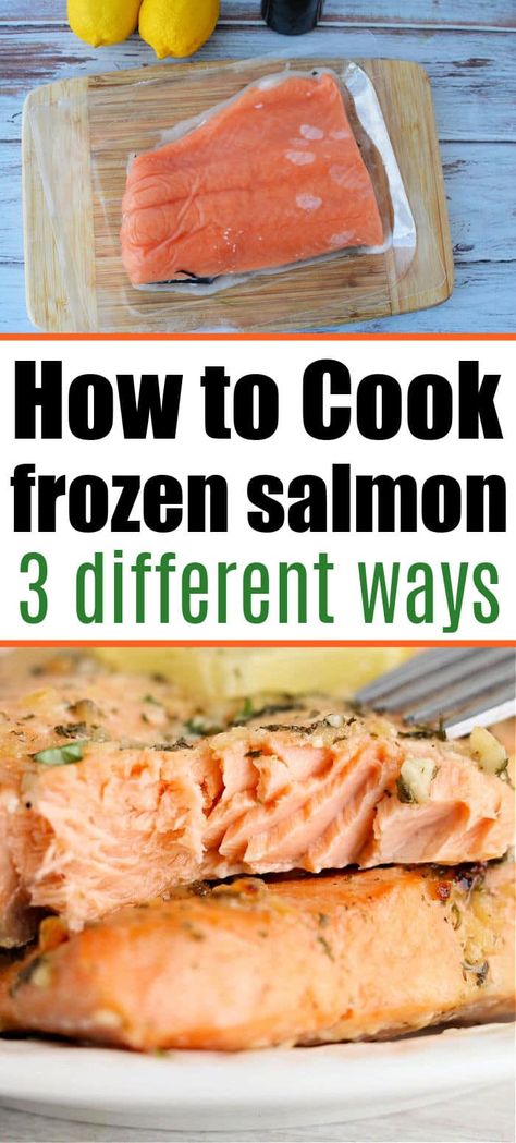 How to cook frozen salmon in the oven, pressure cooker or air fryer instructions are here. Cooking frozen fish is easier than you think! #frozenfish #frozensalmon How To Cook Frozen Salmon Fillets, Best Way To Cook Frozen Salmon, Cook Frozen Salmon In Air Fryer, Recipes For Frozen Salmon Filets, Grilled Frozen Salmon Recipes, How To Cook Frozen Salmon In The Oven, Salmon From Frozen Oven, Frozen Salmon Recipes Baked In Foil, Easy Frozen Salmon Recipes Baked