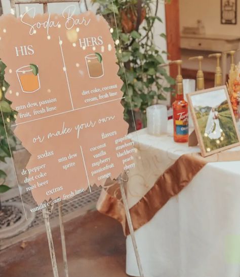 Soda Bar Wedding, Bar Wedding Reception, Wedding Drink Station, Soda Bar, Reception Food, Bar Wedding, Sage Wedding, Garden Party Wedding, Wedding Drink