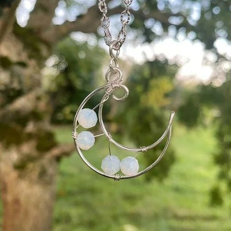 How to Make a Crescent Moon Pendant Using Wire : 11 Steps (with Pictures) - Instructables Wire Moon, Crystal Moon, Crescent Moon Pendant, Wire Work Jewelry, Work Jewelry, Moon Shapes, Silver Jewelry Handmade, Wire Art, Moon Pendant