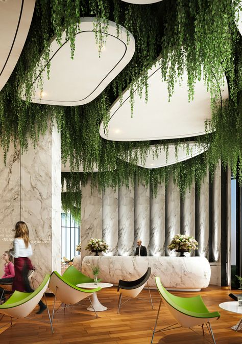 Biophilic Furniture, Nature Inspired Interior Design, Organic Seating, Tea Lounge, Green Interior Design, Mall Design, Lobby Interior, H Design, Room Partition Designs