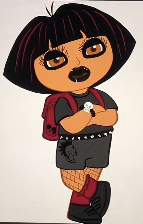 Dora Pics, Dora Drawing, Dora Memes, Emo Cartoons, Emo Disney, Emo Pictures, Dora Funny, Disney Character Drawing, Barbie Funny