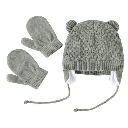 2023 NEW Kids Winter Beanie Hat Mittens Set Warm Fleece Hat Baby Toddler Knitted Hat & Gloves For Boys, Girls Features: Knitted 2pcs Kids winter hat gloves set is made of Good Quality knitted fibers, skin friendly, no peculiar smell, bring you soft comfortable wearing experience. Easy to Wear -- The baby hat features a hook and loop chin strap that is easy to apply. The baby gloves are designed with elastic in the wrist area, which widens and allows for an easy-on fit. Keep Warm -- Knitted beani Baby Gloves, Kids Winter Hats, Knitting Hat, Newborn Hats, Sewing Clothing, Girl Beanie, Toddler Winter, Fleece Hat, Baby Supplies