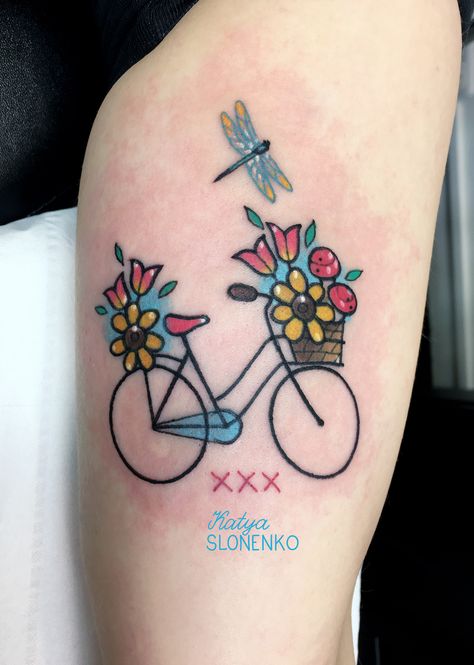 Dutch Tattoo Ideas, Bike With Flowers, Barbie Bike, Dutch Tattoo, Faith Tattoos, Banana Seat Bike, Bike Tattoo, Dutch Bike, Bicycle Tattoo