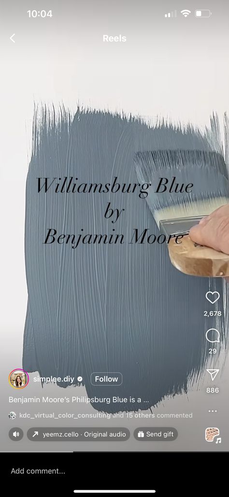 Wedge Wood Grey Benjamin Moore, Blue Grey Powder Room, Blue Painted Paneling, Dusty Blue Wall Paint, Cozy Blue Paint Colors, Pretty Blue Paint Colors, Best Blues For Nursery, Blue Gray Wainscoting, Williamsburg Blue Paint Color