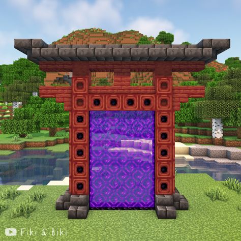 Tutorial is on our YouTube channel: Fiki & Biki 🐔 Tori Gates Minecraft, Minecraft Torii Gate Nether Portal, Minecraft Japanese Gate, Japanese Nether Portal, Minecraft Dojo, Tori Gate Minecraft, Minecraft Torii Gate, Japanese Torii Gate, Minecraft Build Hacks