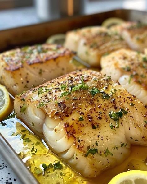 Simply fantastic! Could eat this for lunch and then dinner again! Fish And Chips Recipe, Cod Fish Recipes, Seafood Dish Recipes, Fish Recipes Baked, Fish Dinner Recipes, Seafood Entrees, Cod Recipes, Grilled Cheese Recipes, Fish Recipes Healthy