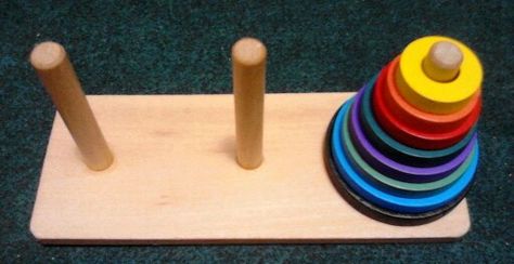 8-ring Tower of Hanoi Tower Of Hanoi Game, Tower Of Hanoi, Hanoi, Birthday Candles, Tower, Ceramics, Ring, Pins, Quick Saves