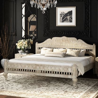 Rustic Platform Bed, Moroccan Inspired Bedroom, Moroccan Bed, King Size Platform Bed, Tall Bed, White Bed Frame, Wood Platform Bed Frame, Full Size Platform Bed, Queen Size Platform Bed