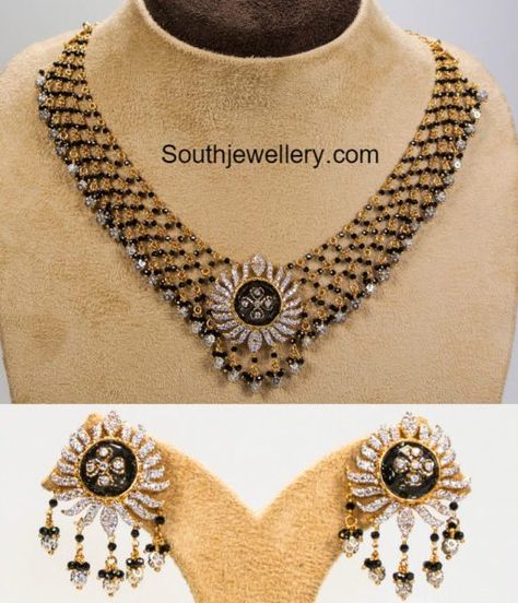 Black Beads Necklace and Earrings Set Black Beads Necklace, Cooking Sweets, Black Beats, Latest Indian Jewellery, 22 Carat Gold Jewellery, Trendy Jewellery, Temple Jewelry Necklace, Black Beads Mangalsutra Design, Gold Jewelry Simple Necklace