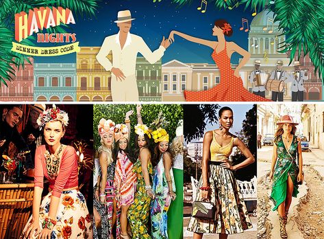 Havana Night Outfit Women, Havana Nights Hairstyle With Flower, Cuban Style Fashion Havana Nights, Tropicana Club Havana, Havana Nights Dress Women, Havana Nights Party Dress Outfits, Havana Inspired Outfit, Havana Nights Costume, Cuban Fashion Havana Nights Dress