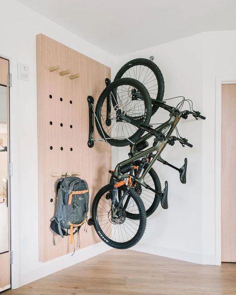 Bike Wall Storage, Wall Mounted Bike Storage, Bike Storage Apartment, Outdoor Gear Storage, Indoor Bike Rack, Vertical Bike Storage, Indoor Bike Storage, Bicycle Room, Vertical Bike Rack