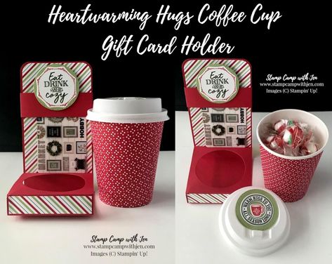 Stampin Up Mini Coffee Cups, Coffee Cup Gift Card Holder Template, Stampin Up Projects Craft Fairs, Coffee Cup Gift Card Holder, Mini Coffee Cups, Cafe Cards, Peppermint Candies, Coffee Gifts Card, Gift Crafts