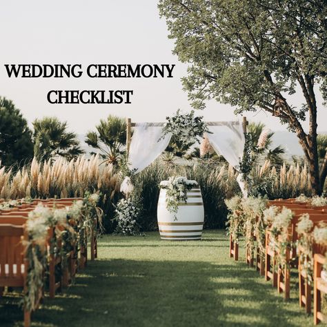 Your Ultimate Wedding Ceremony Checklist: From 'I Will' to 'I Do' - Ensuring Every Moment Is Perfectly Planned! Wedding Ceremony Planning, Wedding Ceremony List, Backyard Wedding Checklist, Ceremony Checklist, Wedding Ceremony Checklist, Ceremony Planning, Sand Ceremony, Planning Guide, Wedding Checklist