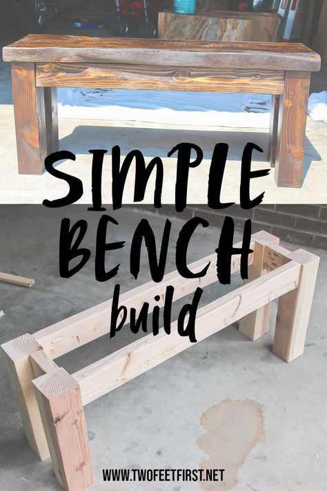 Wooden Bench Diy, Simple Bench, Diy Wood Bench, Simple Benches, Kitchen Table Bench, Diy Bench Outdoor, Kreg Jig, Woodworking Furniture Plans, Diy Bench