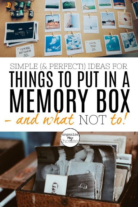 If you're stuck on what to put in a memory box that you want to create, then this article will really help! It has loads of ideas to create a perfect box of memories that's not too big, and has ideas for things to put in a memory box - for all parts of life. Simple ideas, but oh - so effective! (and there are also some great ideas for what NOT put in as well) #memorybox #keepsakes #whattoputinamemorybox Memories Box Diy, Box Of Memories, Shadow Box Memory, Digital Photo Organization, Memories Box, Diy Shadow Box, Homemaking Tips, Kids Memories, Memory Crafts