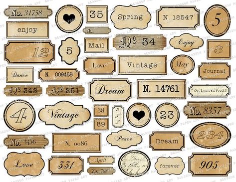 Printable Labels Vintage Label Junk Journal Ephemera | Etsy | Vintage labels printables, Printable collage sheet, Vintage junk journal Vintage Labels Printables, Journal Labels, Penanda Buku, طابع بريدي, Etiquette Vintage, Seni Vintage, Printable Collage Sheet, Free Vintage Printables, Junk Journal Ephemera