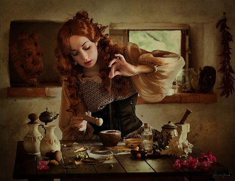 potion making Dream Photography, Hedge Witch, Kunst Inspiration, Witch Spell, Witch Magic, The Worst Witch, Witchy Woman, Kitchen Witch, Book Of Shadows